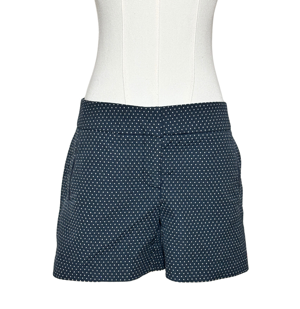 Cynthia Rowley Pinpoint Embossed Polka Dot Flat Front Shorts Blue White Size 6